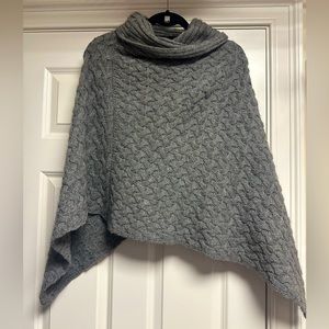 Grey knit wool turtleneck poncho OS